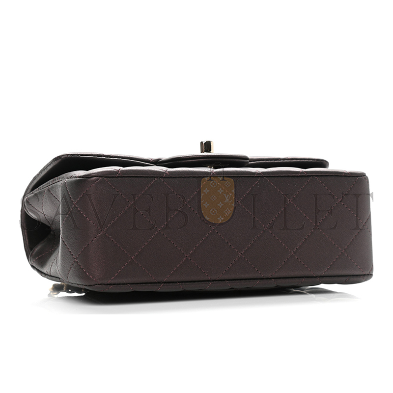 CHANEL LAMBSKIN QUILTED MINI TOP HANDLE RECTANGULAR FLAP LIGHT GOLD DARK BROWN 1106160 (20*13*6cm)